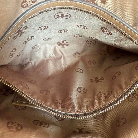 TORY BURCH Robinson Foldover Messenger Bag Brown Leather Crossbody Tote4 - Picture 6 of 13